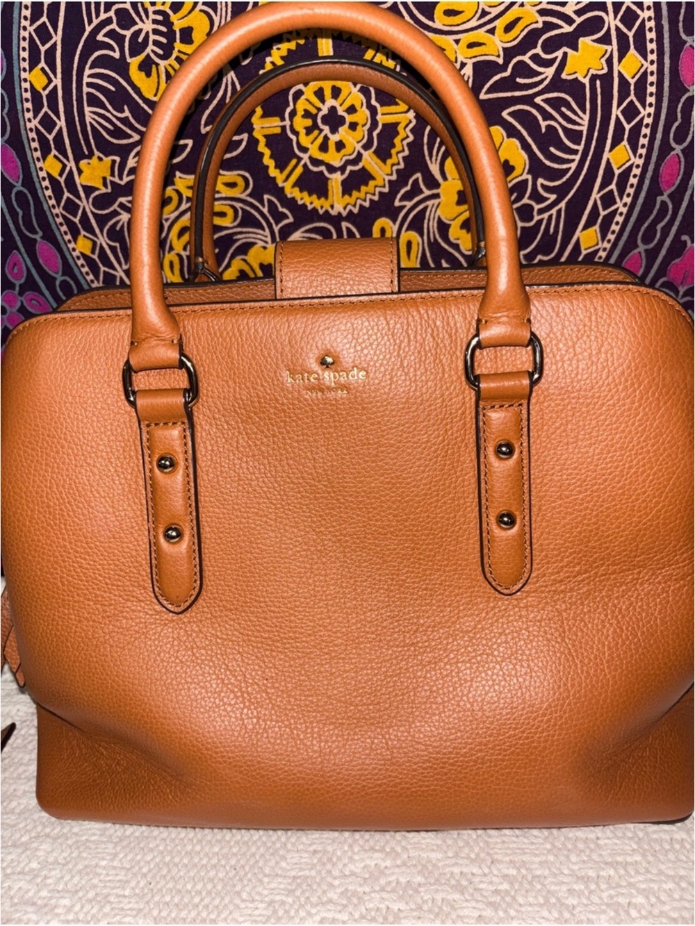 kate spade Tan Leather Satchel with Crossbody Strap